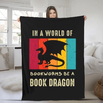 Discover Book Dragon Design Librarian Book Lovers Fleece Blankets
