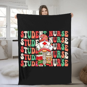 Discover Groovy Student nurses Christmas Gnome Funny Nursing Student Fleece Blankets
