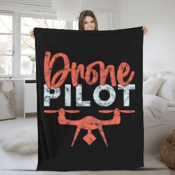 Discover Funny Drone Pilot Quadcopter Fleece Blankets