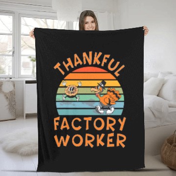 Discover Factory Worker Job Funny Thanksgiving Fleece Blankets