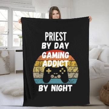 Discover Priest By Day Gaming Addict By Night Fleece Blankets