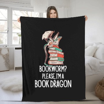 Discover Book Dragon Funny Bookworm 1 Fleece Blankets