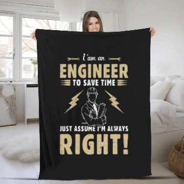 Discover Im Engineer To Save Time Funny Sarcastic Lineman Engineering 1 Fleece Blankets