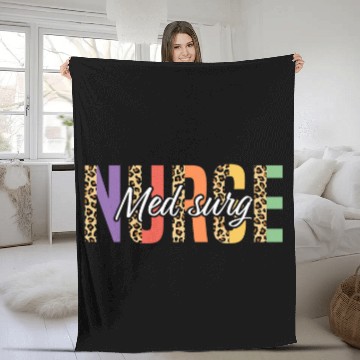 Discover Med Surg nurses Leopard Fleece Blankets