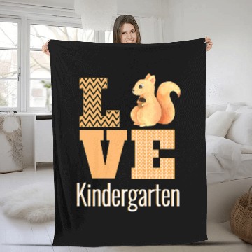 Discover Love Kindergarten Squirrel Kinder Teacher Back To School Fleece Blankets