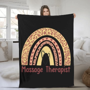 Discover Massage Therapist Leopard Cheetah Boho Rainbow Fleece Blankets