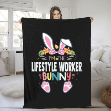 Discover Im The Lifestyle Worker Bunny Easter Day Rabbit Matching Fleece Blankets