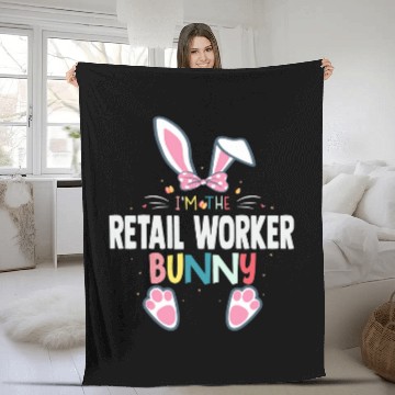 Discover Im The Retail Worker Bunny Easter Day Rabbit Matching Fleece Blankets