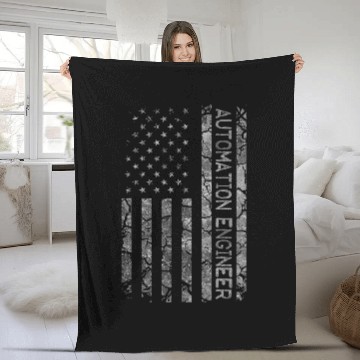 Discover Funny Job Title Worker American Flag Automation Engineer Baseball Tees Fleece Blankets