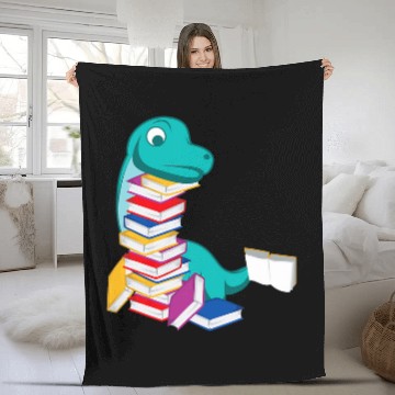 Discover Dinosaur Reading Book Person or Bookish Fleece Blankets