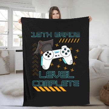 Discover Funny Gaming Level Completed 10th Grade Graduate Student Fleece Blankets