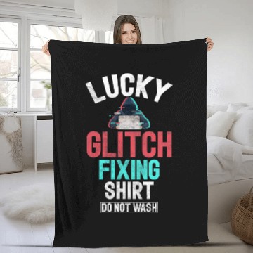 Discover Lucky Glitch Fixing Programmer Fleece Blankets