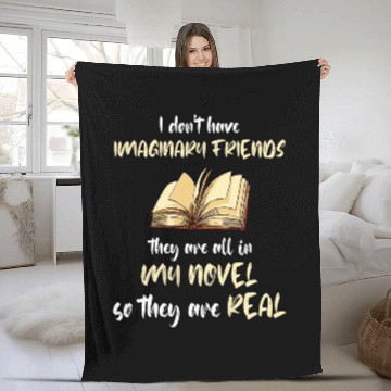 Discover Writer Writing Imaginary Friends Book Lover Reading Novel Fleece Blankets