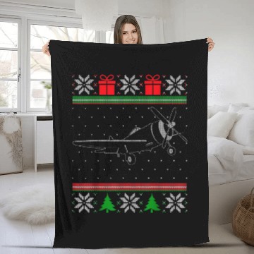Discover Small Flying Plane Ugly Christmas Light Sport Aircraft Pilot 2 Fleece Blankets