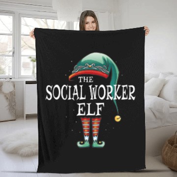 Discover Social Worker Elf Job Christmas Fleece Blankets