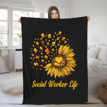 Discover Social Worker Life Sunflower Fleece Blankets