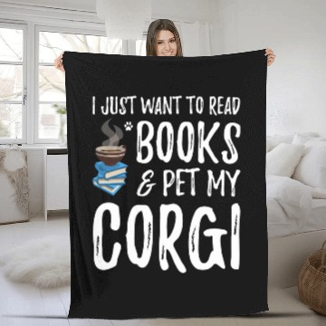 Discover Corgi Avid Book Reader Funny Dog Mom Gift Fleece Blankets