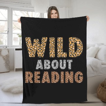 Discover Wild About Reading Teacher Books Reader Lovers Leopard Zebra Fleece Blankets