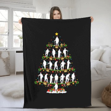Discover xmass lighting santa construction worker christmas tree Fleece Blankets