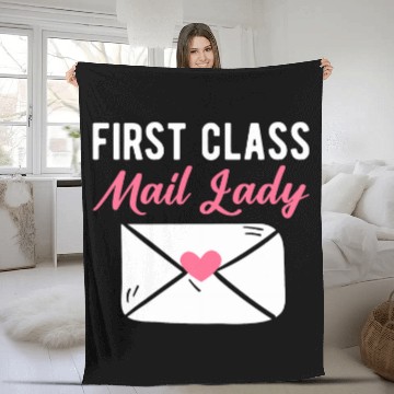 Discover First Class Mail Lady Postal Worker Post Woman Worker Fleece Blankets