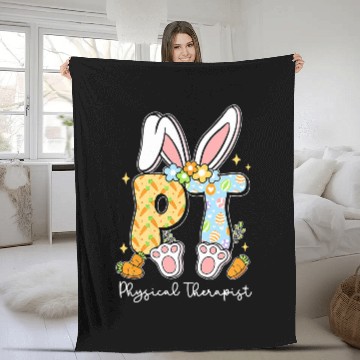 Discover Physical Therapist PT Physical Therapy Bunny Easter Day Fleece Blankets