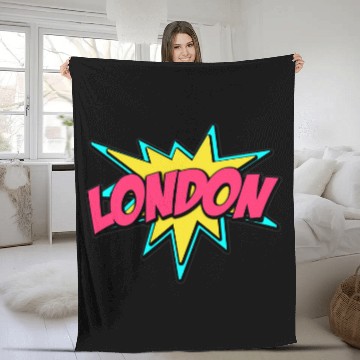 Discover London UK Retro Comic Book Art Superhero Bubble Zip Fleece Blankets
