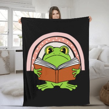 Discover Cottagecore Frog and Book Rainbow Farmcore Fleece Blankets
