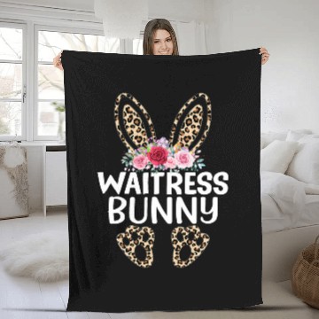 Discover Matching Funny Leopard Print Bunny Waitress Easter Fleece Blankets
