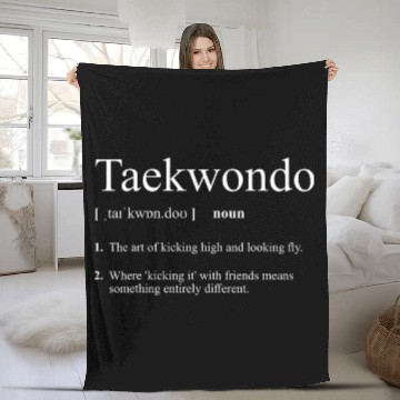 Discover Taekwondo Dictionary Definition Funny Martial Arts Fleece Blankets