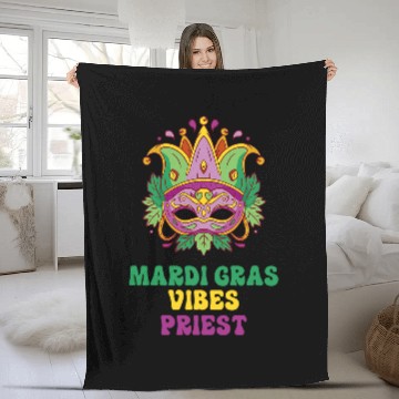 Discover Priest Mardi Gras Vibes Baseball Tees Fleece Blankets