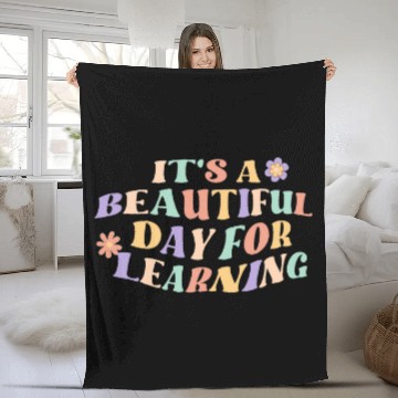 Discover Is a Beautiful Day For Learning Retro Teacher Kid Fleece Blankets