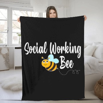 Discover Social Working Bee Bumblebee Funny Social Worker Fleece Blankets