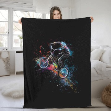 Discover BMX Wheelie Watercolor Fleece Blankets
