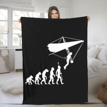 Discover Hang Glider Pilot Sky Gliding Airsport Soaring Evolution 3 Fleece Blankets