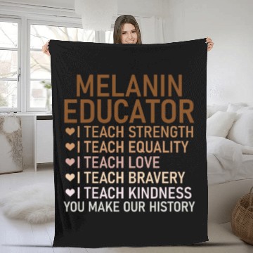 Discover Melanin Teacher Black Teachers Dope Black Educator BHM Fleece Blankets