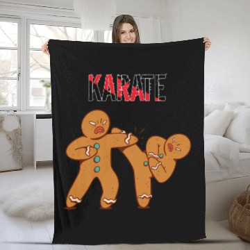 Discover Funny Karate Christmas Gingerbread 2 Fleece Blankets