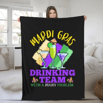 Discover Mardi Gras Drinking Team With A Rugby Problem Mardi Gras 1 Fleece Blankets