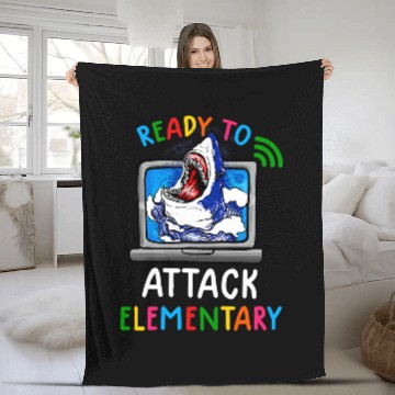 Discover Ready To Attack Virtual Elementary Shark Back To School Baseball Tees Fleece Blankets