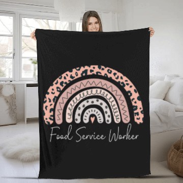 Discover Food Service Worker Leopard Rainbow Appreciation Fleece Blankets