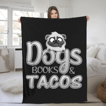 Discover Book Lover Dogs Books and Tacos 1 Fleece Blankets