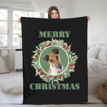 Discover Merry Christmas Fox Terrier Smooth Fleece Blankets