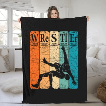 Discover Wrestler Periodic Table Elements Wrestling Nerd vintages Fleece Blankets