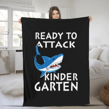 Discover Ready Attack Kindergarten Back School Student Teacher shark Fleece Blankets