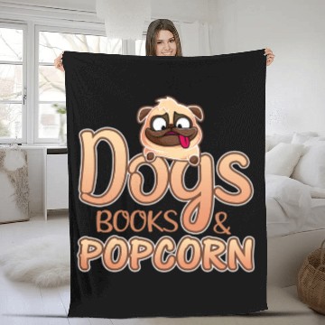 Discover Book Lover Dogs Books and Popcorn Zip Fleece Blankets