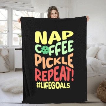 Discover Funny Pickleball Goals Nap Coffee Pickle Repeat Pickleballer Fleece Blankets