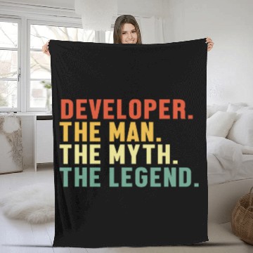 Discover Mens Developer Man Myth Legend Coder Engineer Software Developer Fleece Blankets