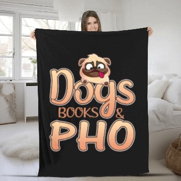 Discover Book Lover Dogs Books and Pho Noodle Fleece Blankets