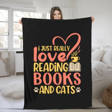 Discover Book Lover Quote Cat Lover Pun Book Reading Text Design Baseball Tees Fleece Blankets