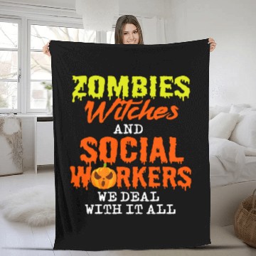 Discover Halloween Social Work Assistance Curative Education nurses Fleece Blankets