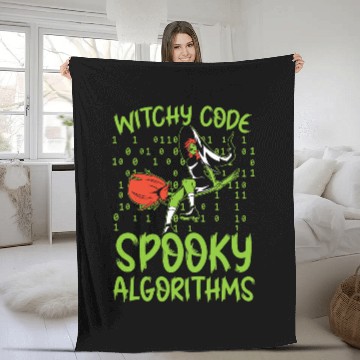Discover Witchy Code Spooky Algorithms Programmer Halloween Fleece Blankets